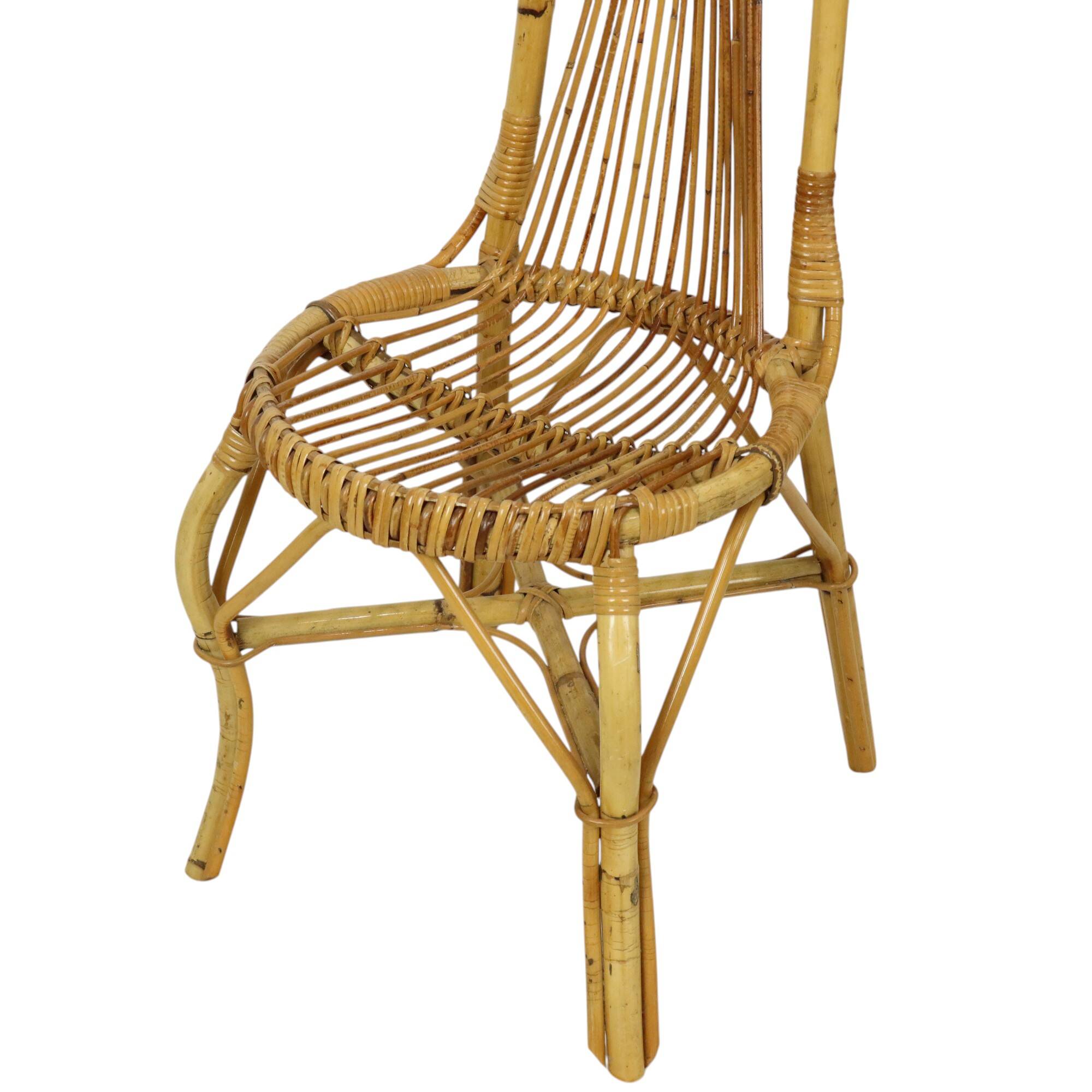 Mid Century Boho Bamboo Rattan Chair Italian Sixties Design