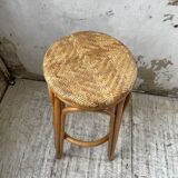 High stool in wicker and rattan