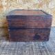 Antique Box Jewellery Wood + Leaf Motif Bronze Vintage #D98