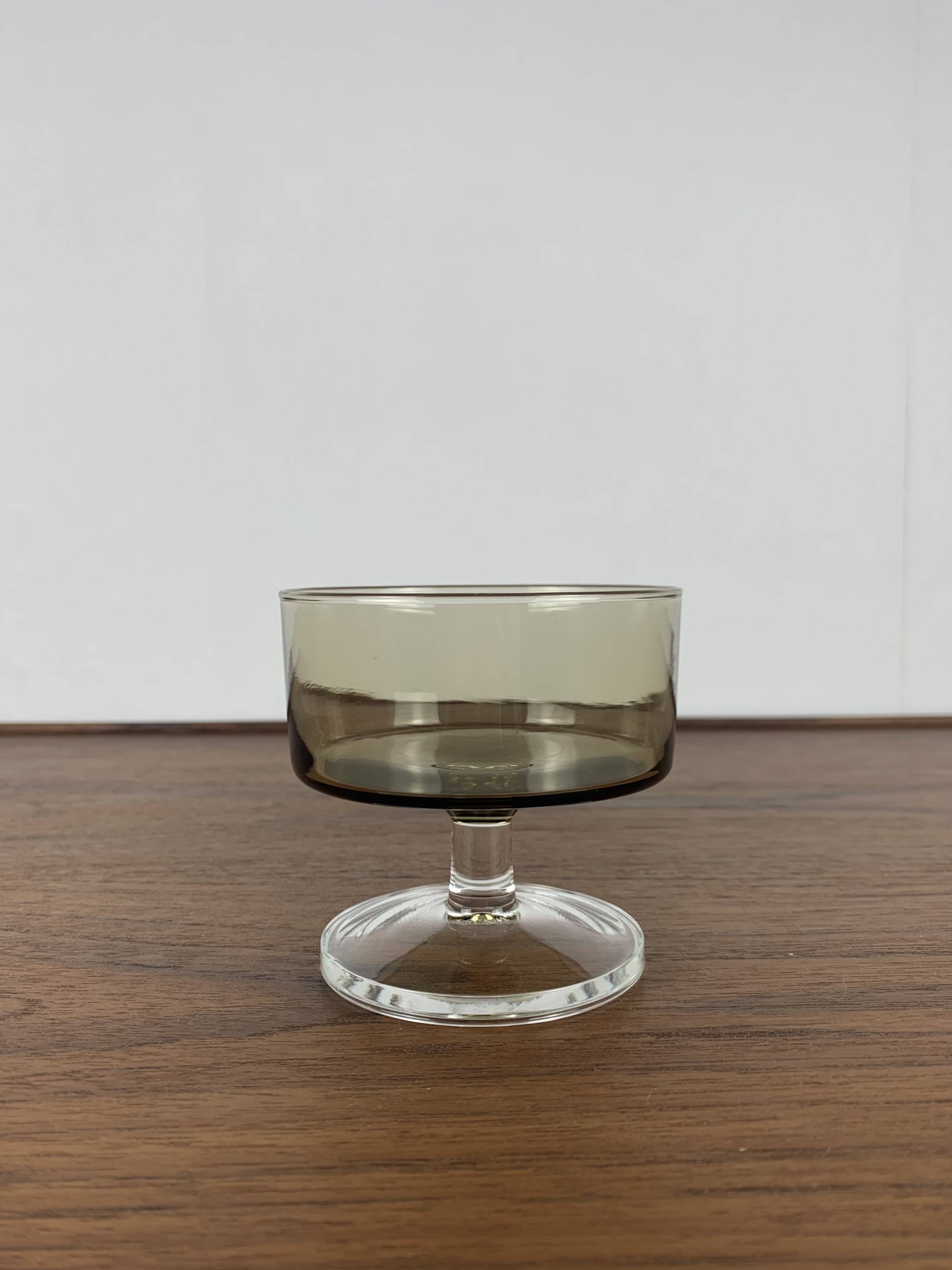 Set of 9 smoked glass champagne glasses, 1970