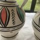 Pair of amphora vase, vintage artisanal and oriental pottery