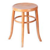 Mid-Century Stool in Sold Beech and Plywood, Czech, 1950s