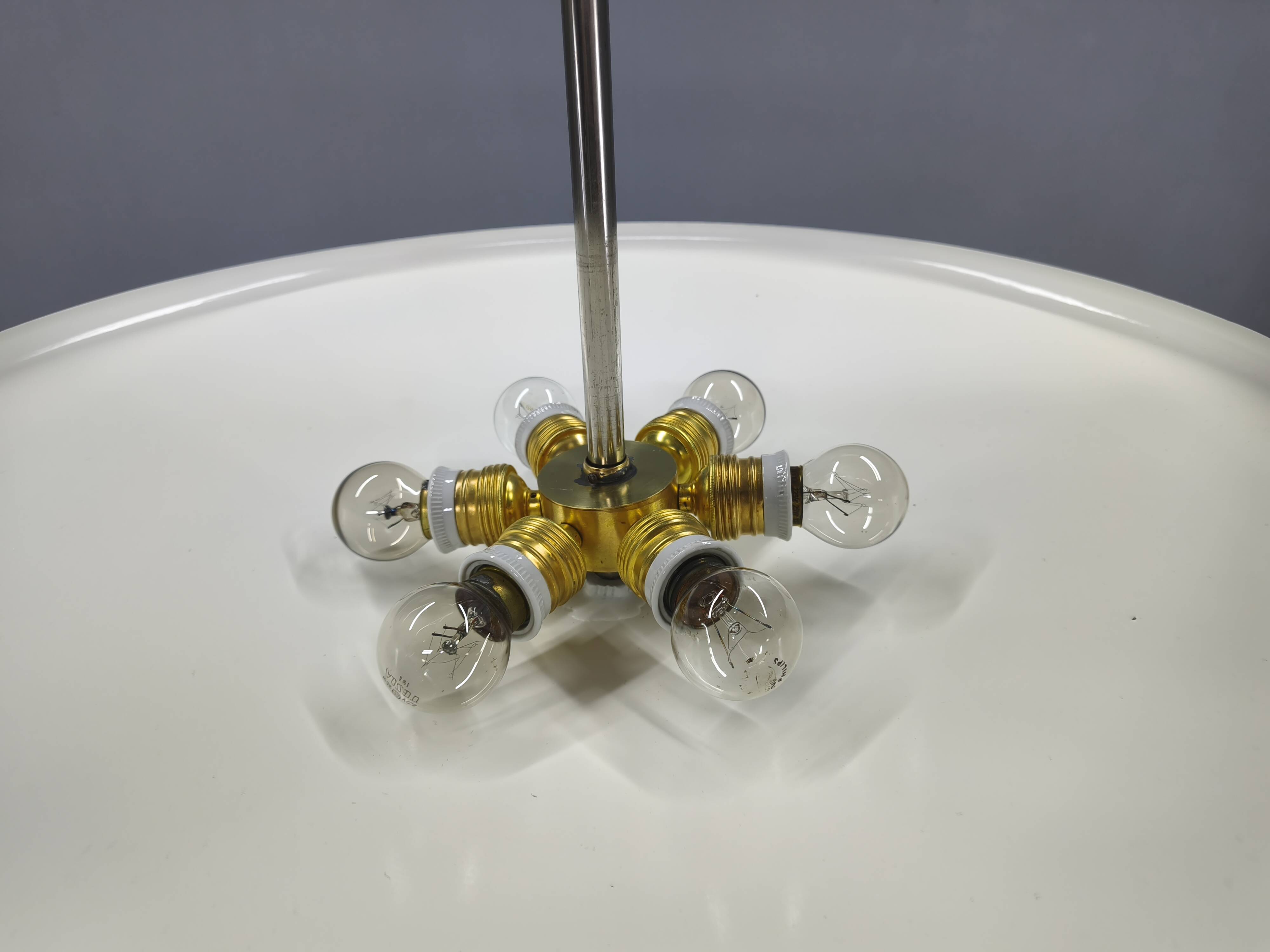 Bauhaus Indirect Ceiling Light, Nickel, Czechoslovakia 1930s