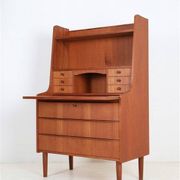Tall mid-century teak secretary desk / Danish modern design / 1960s