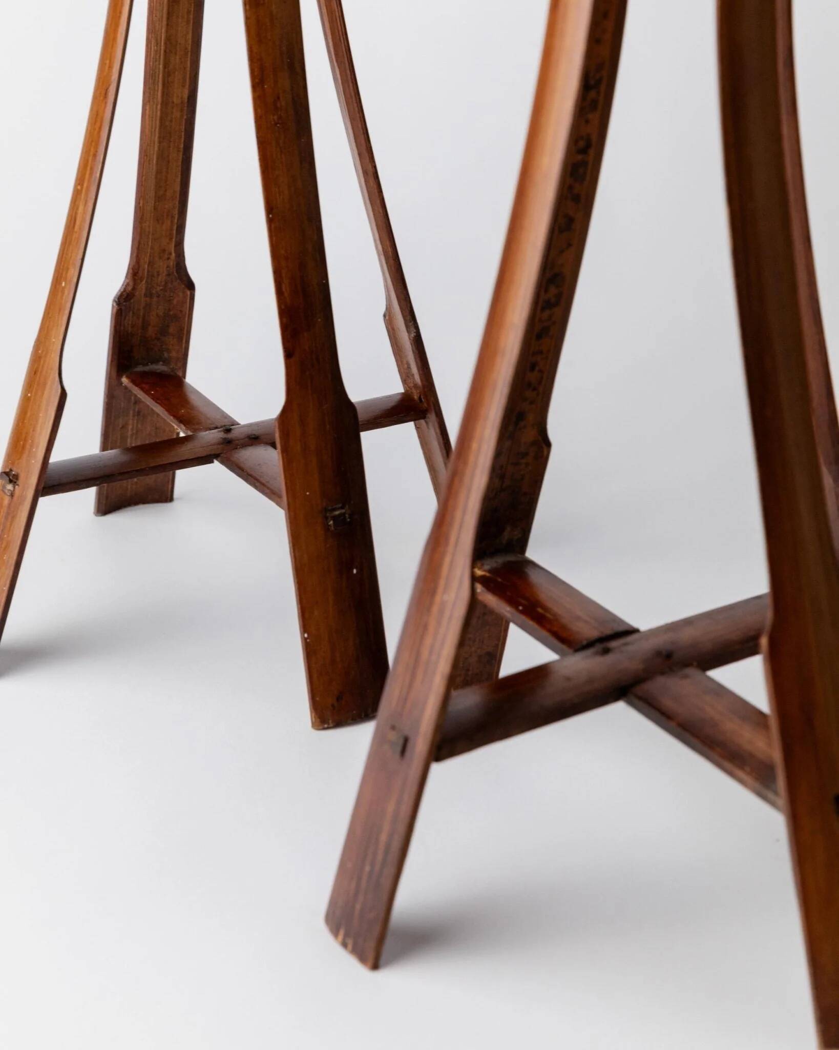 Two Vintage Beige Bamboo Candle Holders – Boho Organic Mid-Century Italian Design, 1960s