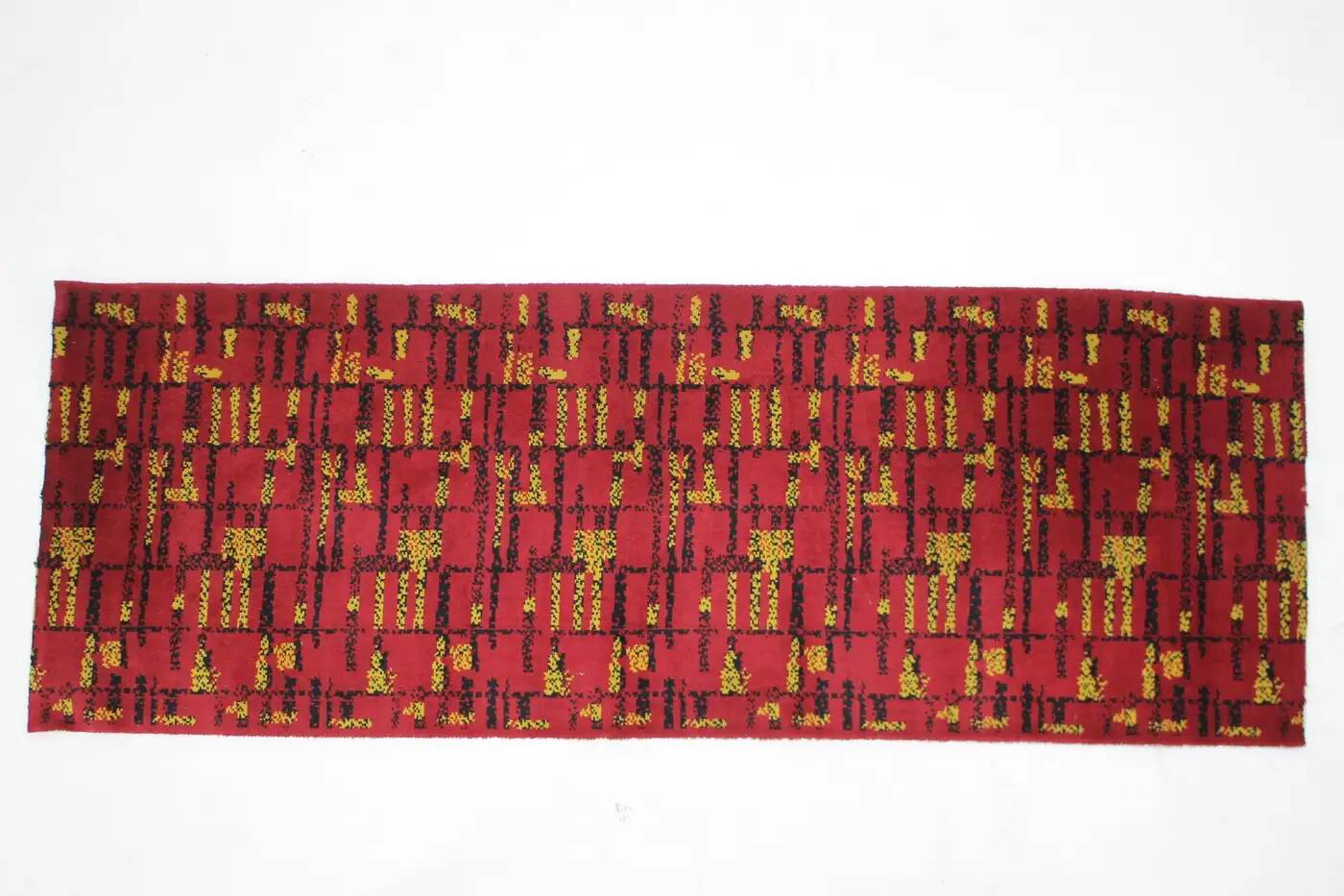 Geometric abstract wool bouclé carpet / rug, 1950s, Czechoslovakia