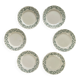 6 Longchamp ironstone dessert plates, Treviso pattern, green earthenware