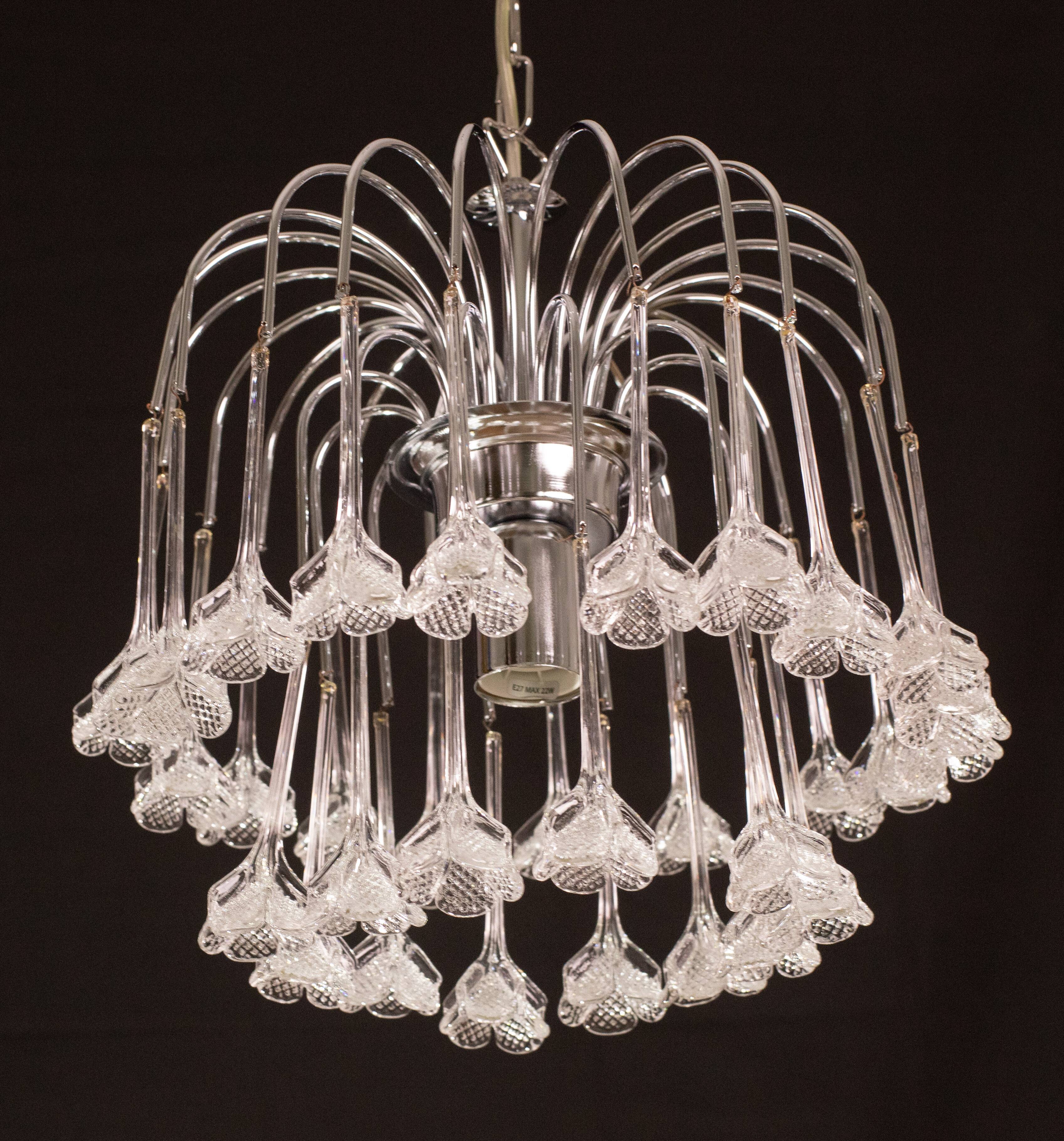 Set of 2 Julia Roberts, Vintage White Murano Chandelier, 1980s