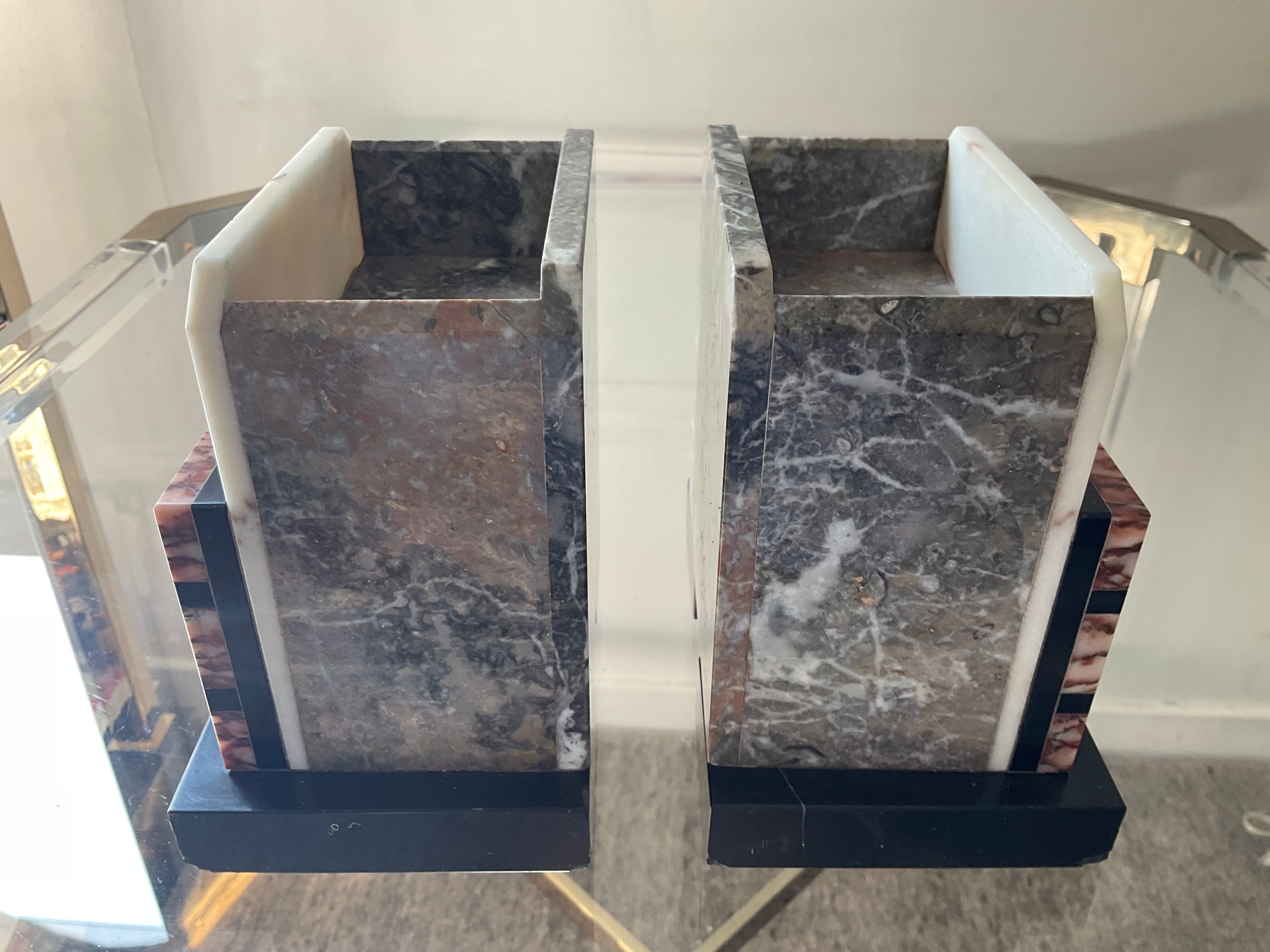 Pair of Art Deco marble bookends