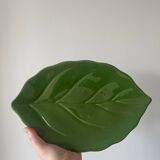 Ceramic dish/bowl in the shape of a lemon fruit and its decorative leaf