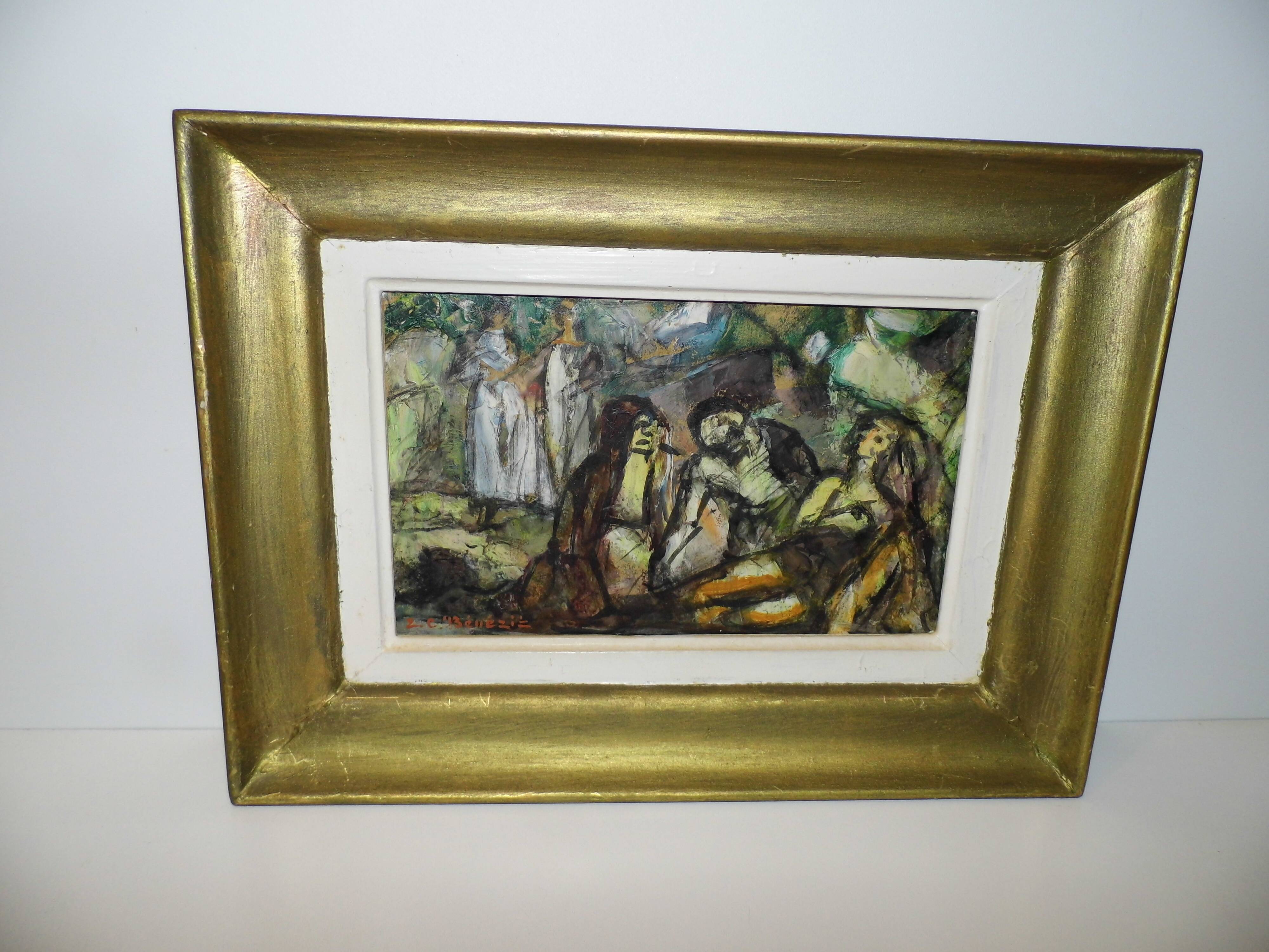 Oil painting on panel sign E.Charles benezit Saint Sebastian 1925