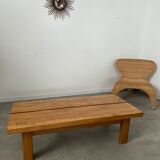 Solid elm wood coffee table 60s