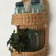 Rattan shelf, vintage storage