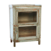 Cabinet vitré en teck birman patine bleue d'origine