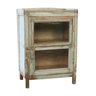 Old glazed cabinet in original blue patina Burmese teak