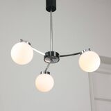 Mid-Century Italian Chrome and Opaline Chandelier