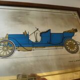 Screen-printed mirror of vintage car "1909 Lancia"