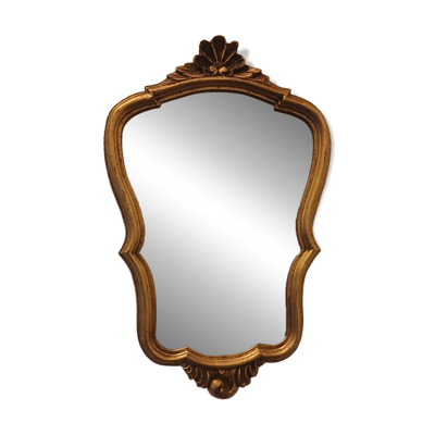 Petit miroir mural doré vintage — Style Louis XV / Rocaille (~37 cm)