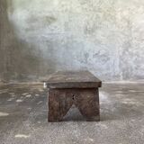 Petit banc bas asiatique en teck ancien upcyclé H:21 l:23 L:70