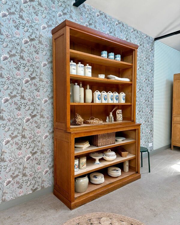 Grande bibliothèque deux corps en chêne