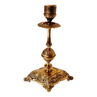 Antique French carved bronze candelabra or candle holder