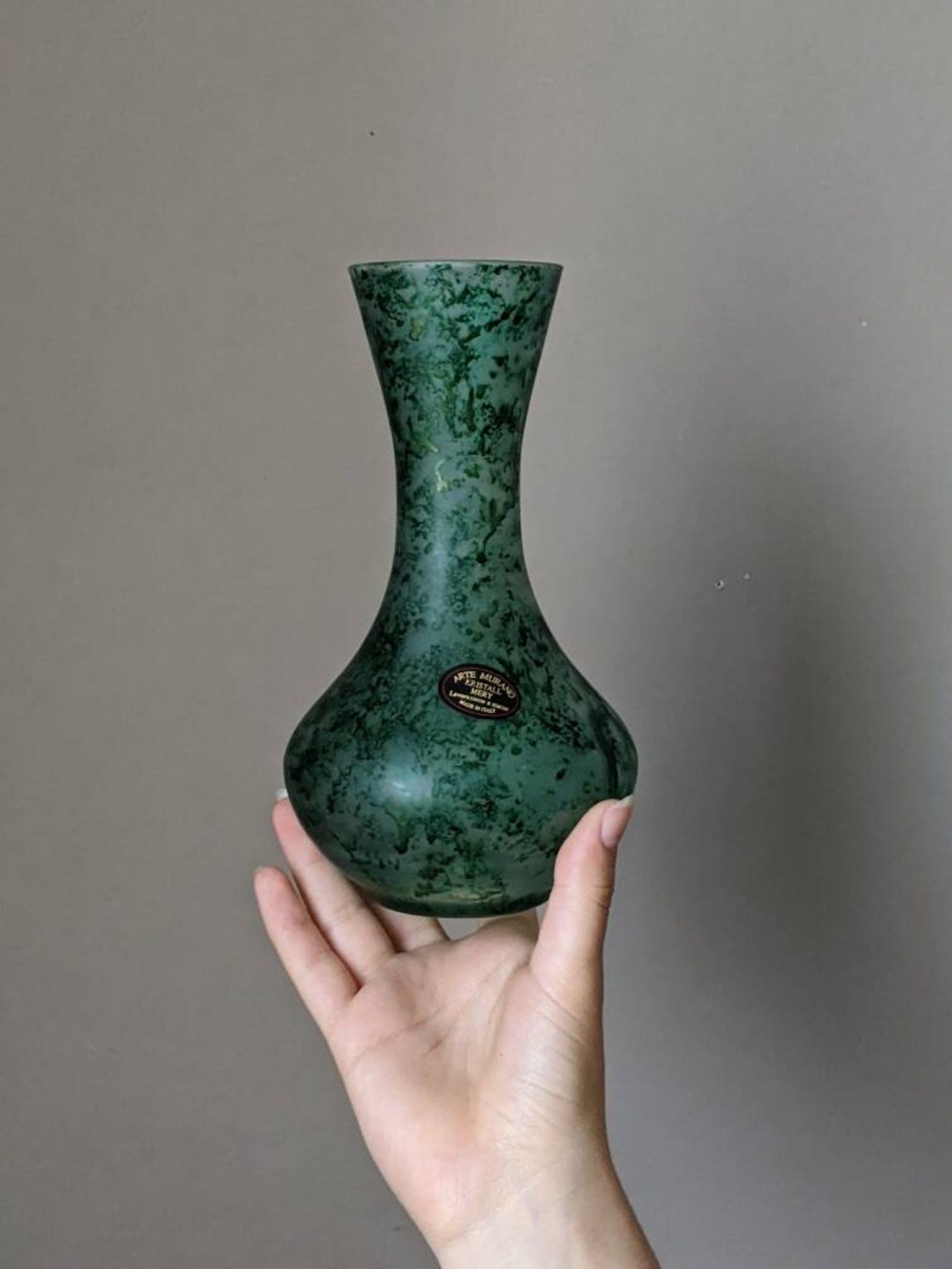 Murano blown glass vase, handcrafted in Italy