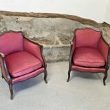 Pair of Louis XV style bergere chairs