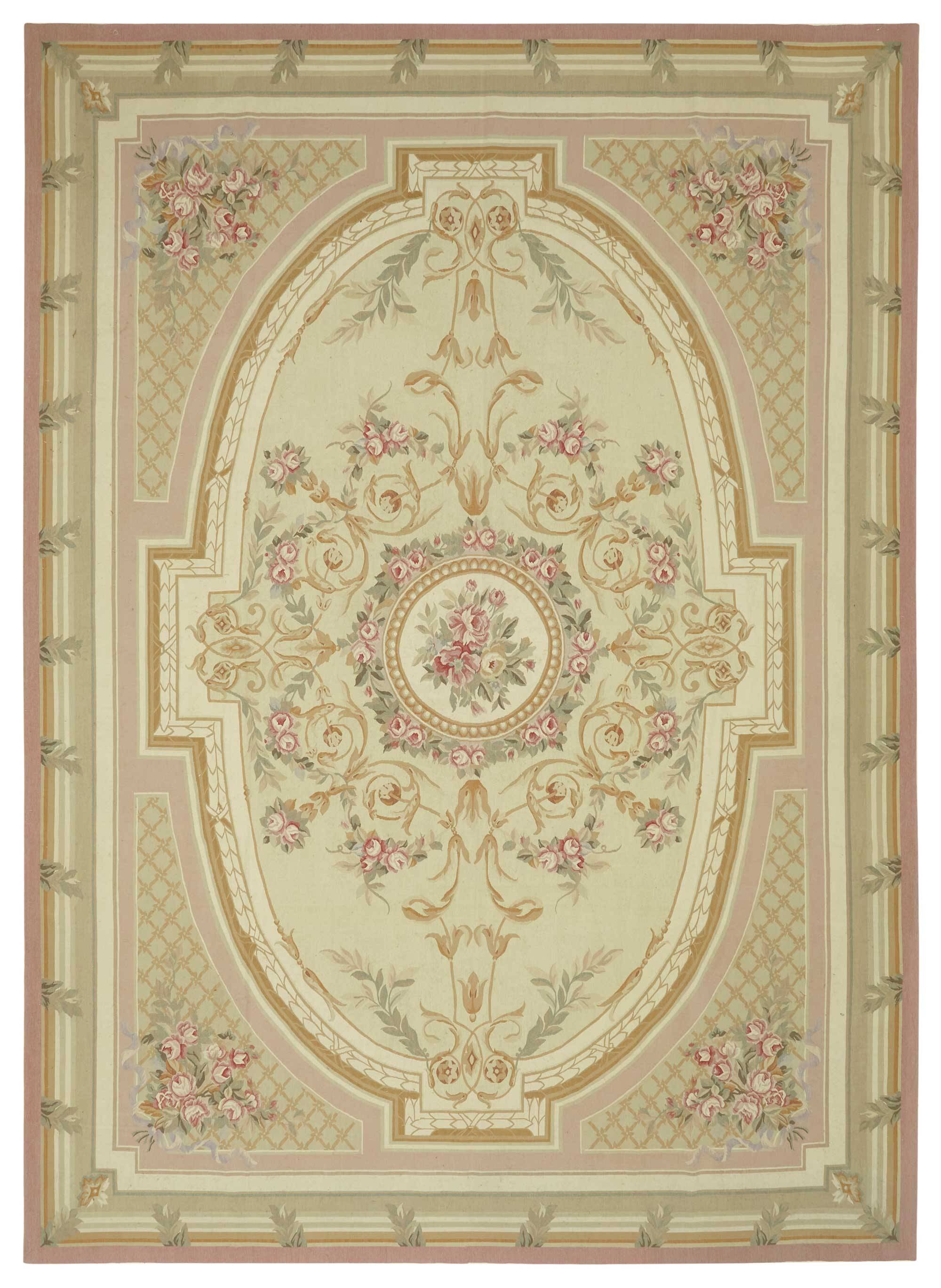 Handmade European Vintage Aubusson Kilim 307 cm x 429 cm