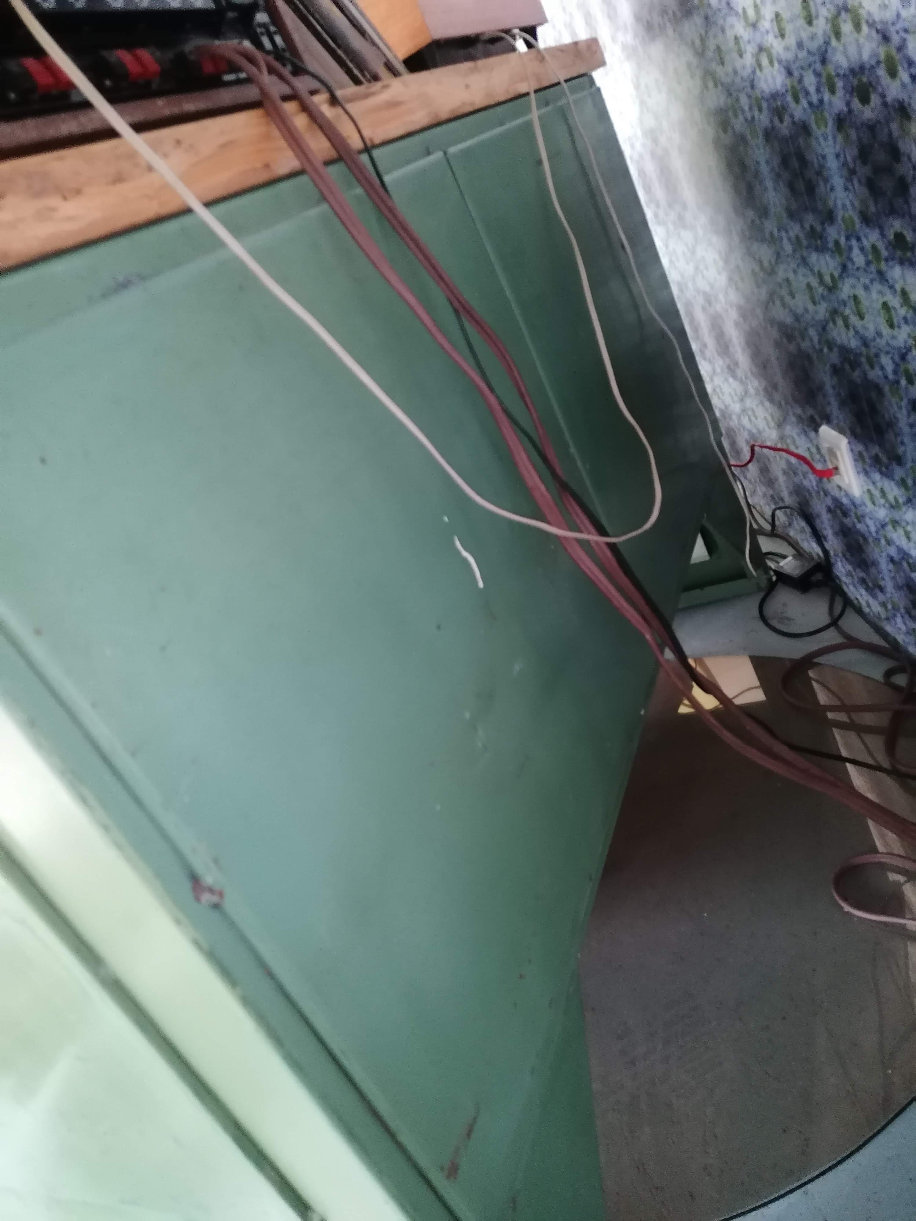 Old wooden garage workbench, industrial vintage.