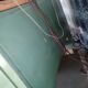 Old wooden garage workbench, industrial vintage.