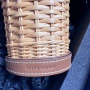 "gobelet de bain en cuir et paille, ralph lauren home - réf 4701710631"