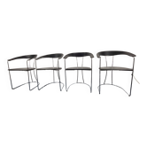 Ensemble de 4 chaises vintage Ursula en cuir noir, italien, de Arrben 1980