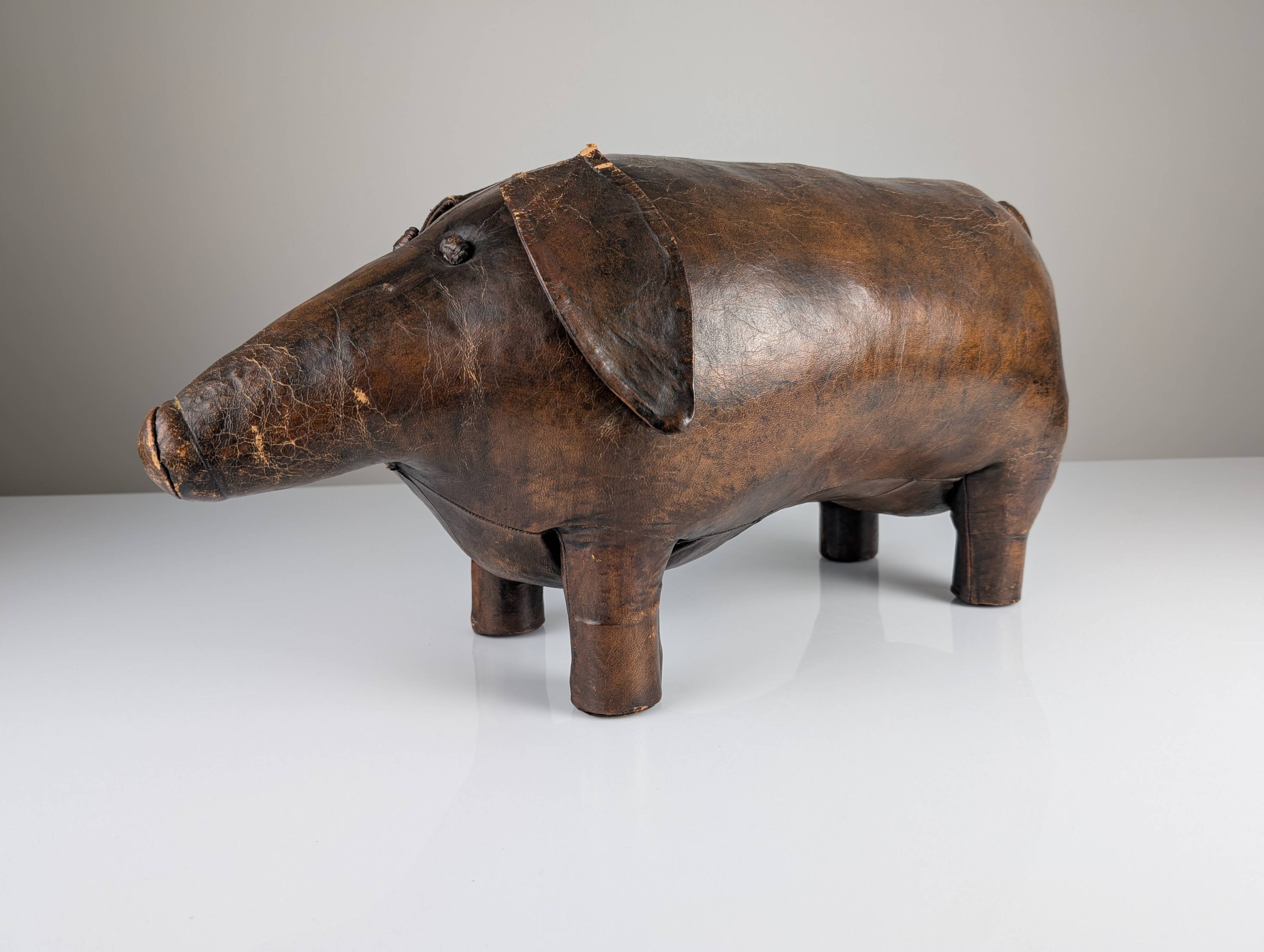Leather pig ottoman  att dimitri omersa, 1960s