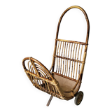 Vintage rattan log holder
