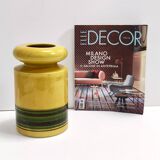 Set of Three Postmodern Blue and Yellow Glazed Vase and Bottles by Parravicini