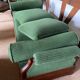 Resting bed in mahogany with epic green velvet fabric from the 19th century.
