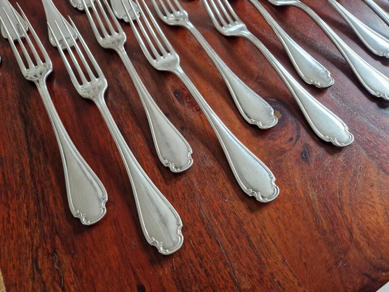 Alfénide, Christofle - 36-piece cutlery set model Pompadour silver-plated metal
