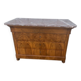 Louis-Philippe chest of drawers in burr walnut with pink marble – 19th century