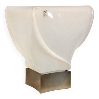 Leucos table lamp, handmade, limited edition in white opalescent glass