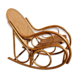 Adult rocking rattan bamboo and caning 60s