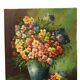 Grande nature morte de fleurs colorées signée 60x50cm