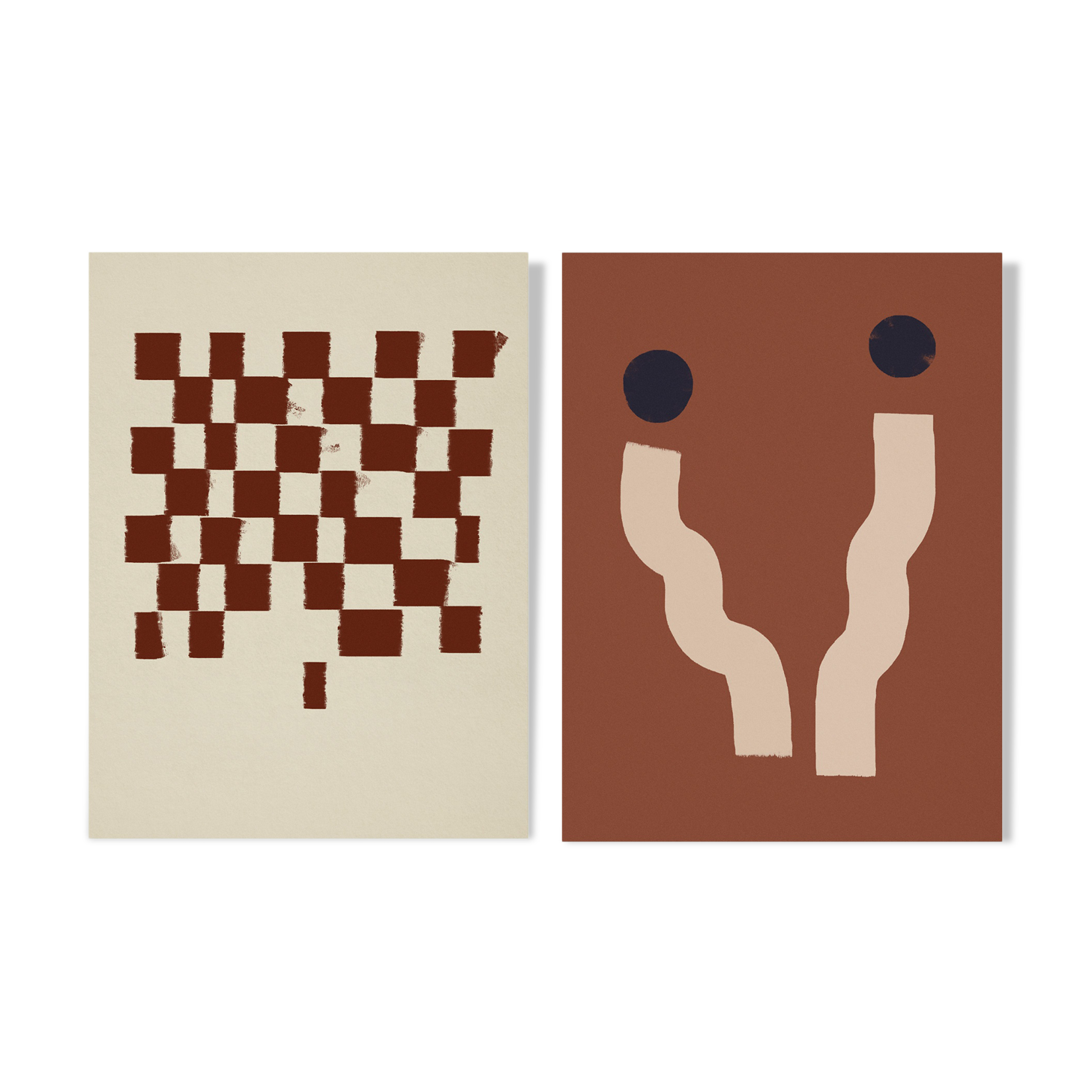 Pair of prints, checkered wall art set of two, 50x70cm
