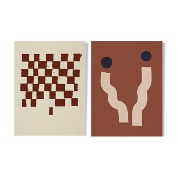 Paire d’estampes, ensemble d’art mural à carreaux de deux, 50x70cm
