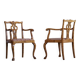 A pair of English Chippendale style armchairs in birch, 20th century, England.