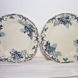 Set of 6 flat earthenware plates from Choisy le Roi model Floreal, iron earth.