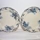 Set of 6 flat earthenware plates from Choisy le Roi model Floreal, iron earth.