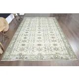 1970s Vintage Turkish Handmade Wool Beige Oversized Area Rug 208x295