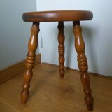 Turned wooden tripod stool