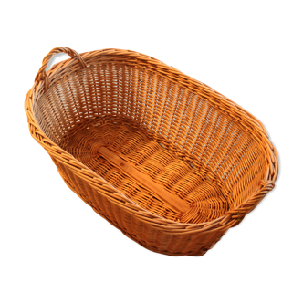 Panier de blanchisserie en osier avec deux poignées