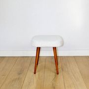 White-cream square stool Ivory vintage PRL 1970s